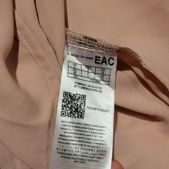 NWT Guess Blush Pink Zip Front Semi Sheer Long Sleeve Blouse Large - Picture 7 of 12